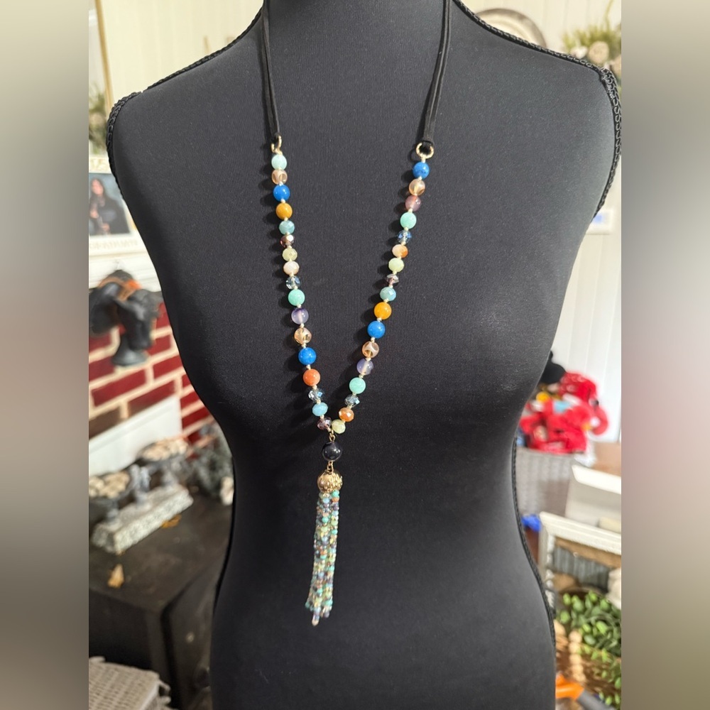 Multicolor Beaded‎ Necklace with Tassel